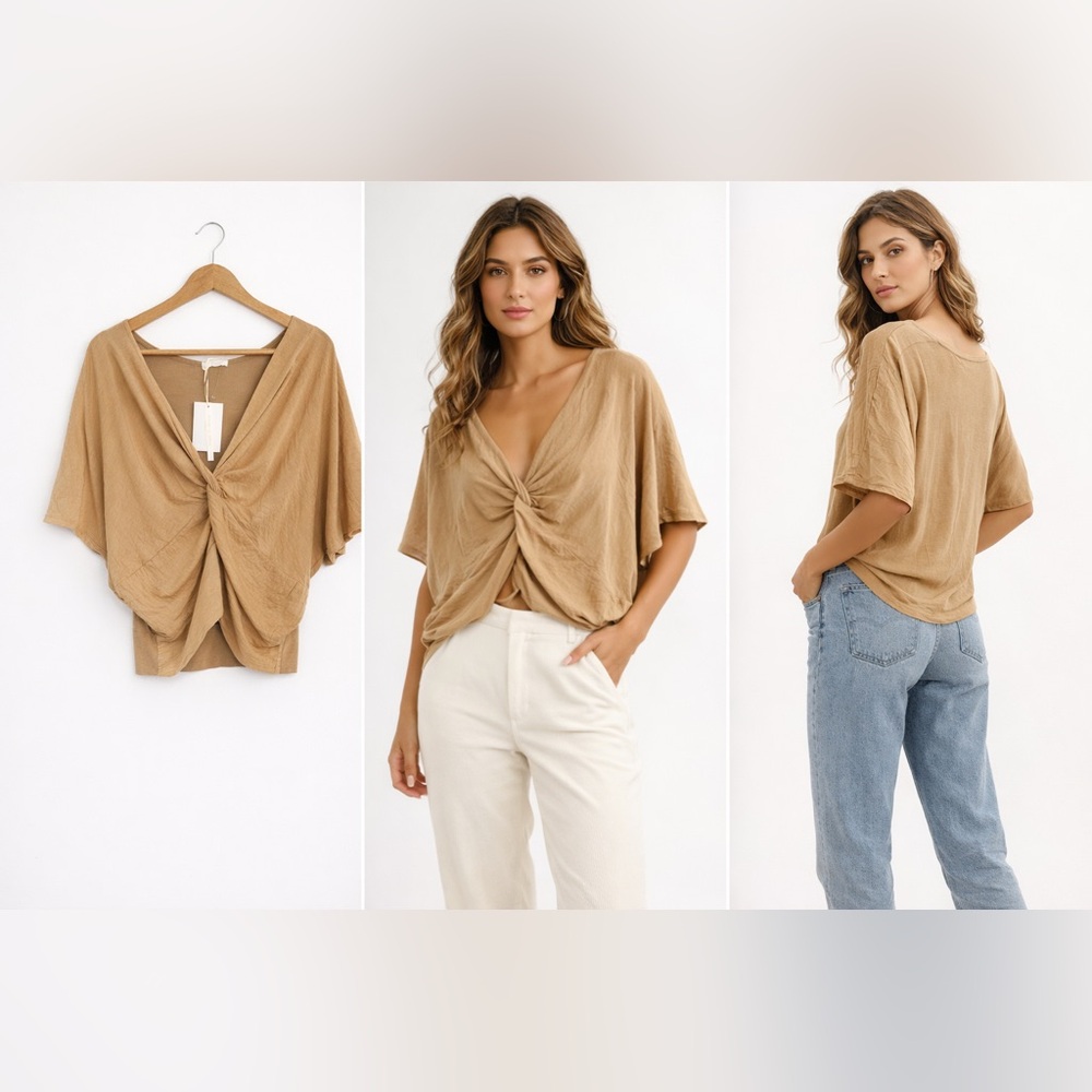 Elegant Milio-Milano Camello  Women's Top in Taupe (picture for style, not color